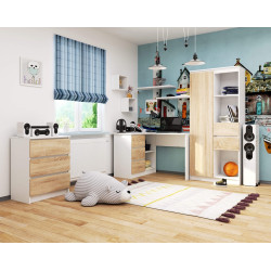Письменный стол Akord B16 124см 3SZ Left (White/Sonoma Oak) Thumb