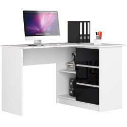 Письменный стол Akord B16 124см 3SZ Right (White/Black Gloss) Thumb