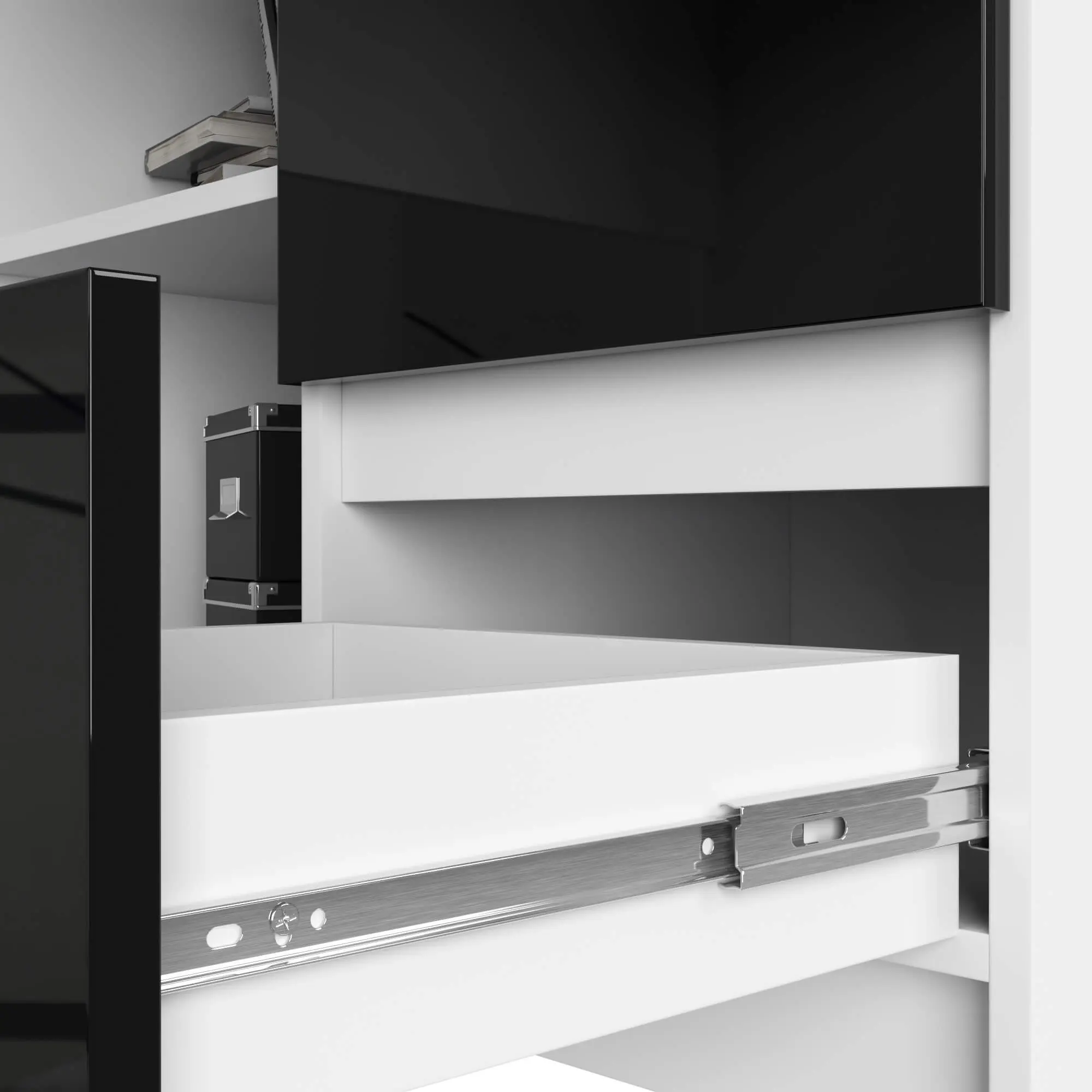 Письменный стол Akord B16 124см 3SZ Right (White/Black Gloss)