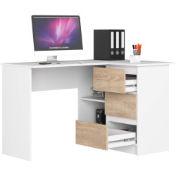 Письменный стол Akord B16 124см 3SZ Right (White/Sonoma Oak) Thumb