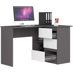 Masa de birou Akord B16 124cm Right (Graphite Grey/White) Thumb