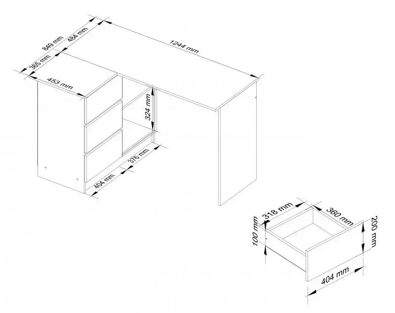 Письменный стол Akord B16 Left (Alder)