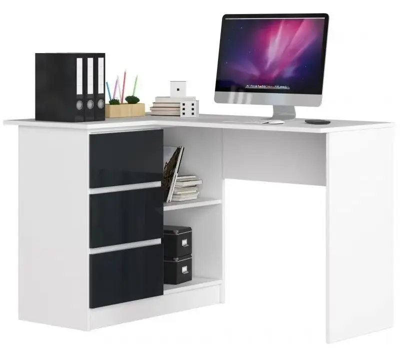 Masa de birou Akord B16 Left (White/Graphite Gloss)