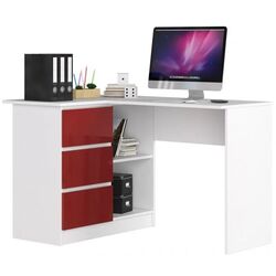 Masa de birou Akord B16 Left (White/Red Gloss)