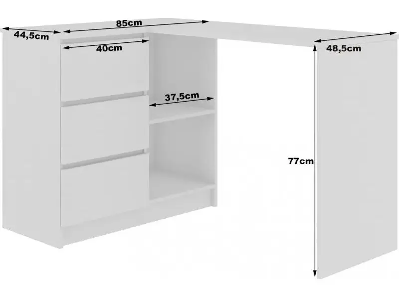 Masa de birou Akord B16 Left (White/Red Gloss) - 4