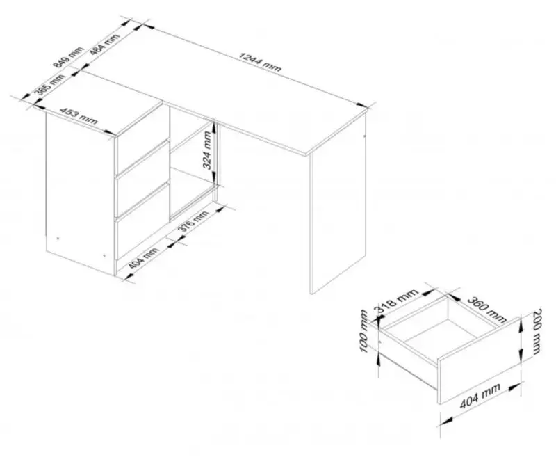 Письменный стол Akord B16 Left (Sonoma Oak)