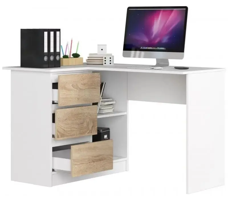 Письменный стол Akord B16 Left (White/Sonoma Oak)