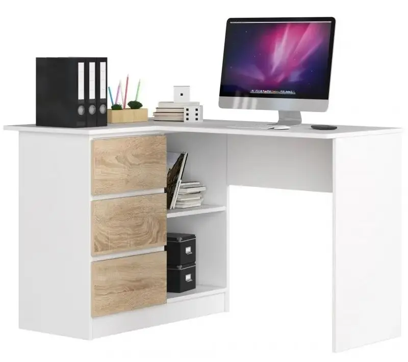 Письменный стол Akord B16 Left (White/Sonoma Oak)