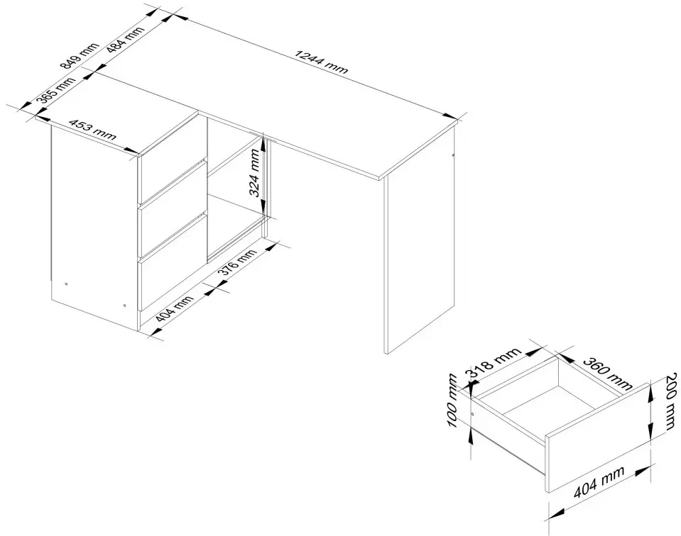 Masa de birou Akord B16 Left (White)
