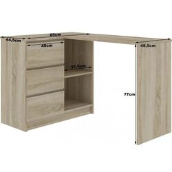 Masa de birou Akord B16 Left (Sonoma Oak/White) Thumb