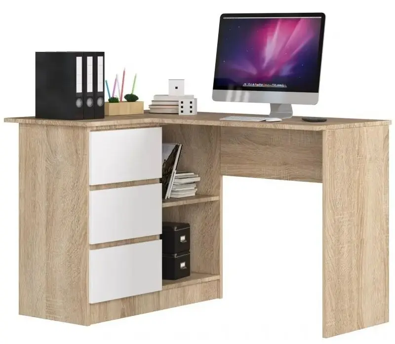 Masa de birou Akord B16 Left (Sonoma Oak/White)