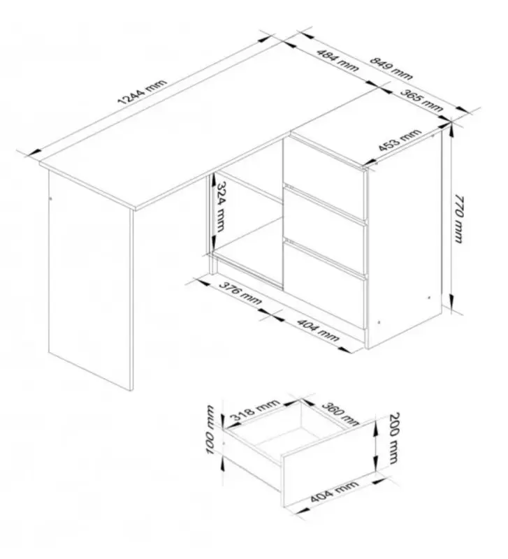 Masa de birou Akord B16 Right (Alder)