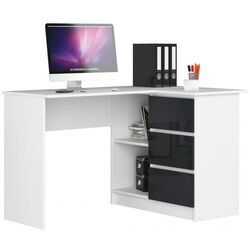 Masa de birou Akord B16 Right (White/Graphite Gloss)