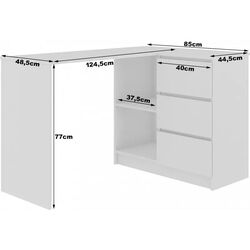 Masa de birou Akord B16 Right (White/Graphite Gloss) Thumb
