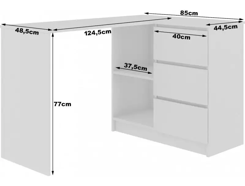 Masa de birou Akord B16 Right (White/Graphite Gloss) - 4