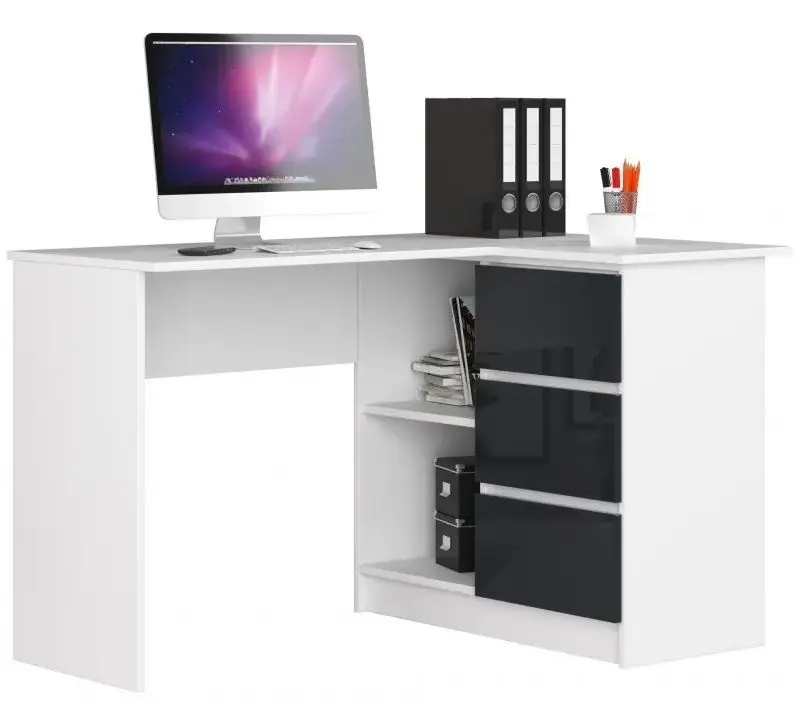 Masa de birou Akord B16 Right (White/Graphite Gloss)