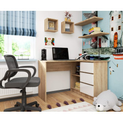 Письменный стол Akord B16 124cm Right (Sonoma Oak/White) Thumb