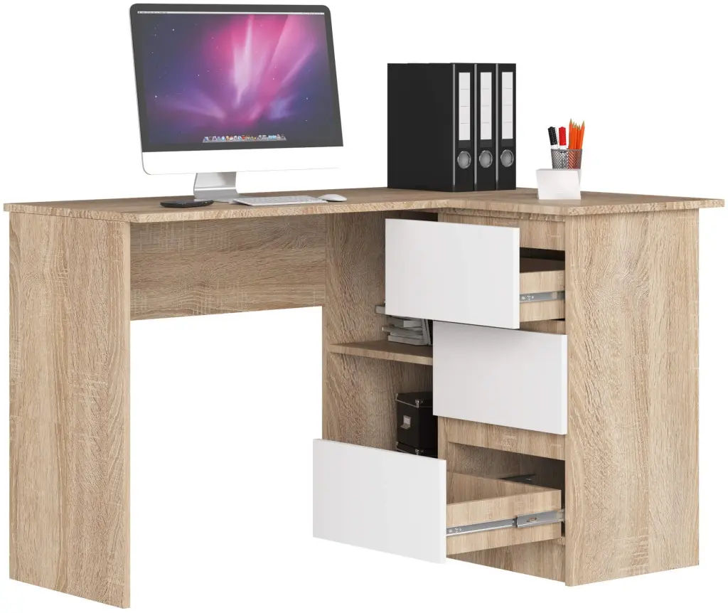 Письменный стол Akord B16 124cm Right (Sonoma Oak/White)