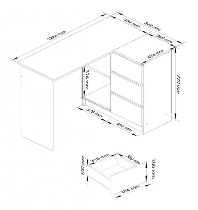 Masa de birou Akord B16 Right (Wenge)