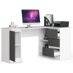 Masa de birou Akord B20 155cm 3SZ Right (White/Graphite Grey) Thumb