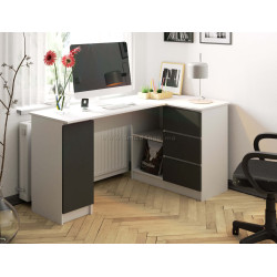 Masa de birou Akord B20 155cm 3SZ Right (White/Graphite Grey)