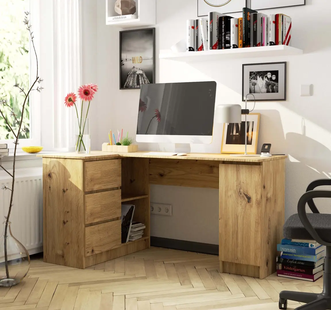 Masa de birou Akord B20 155cm Left (Artisan Oak)