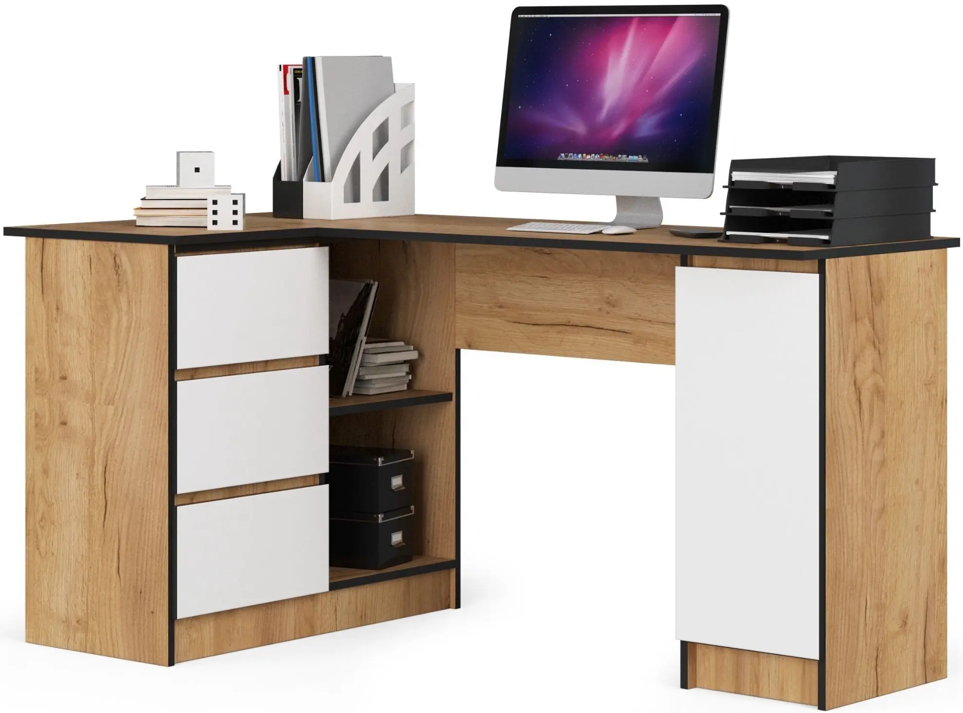 Письменный стол Akord B20 155см Left (Craft Oak/White)