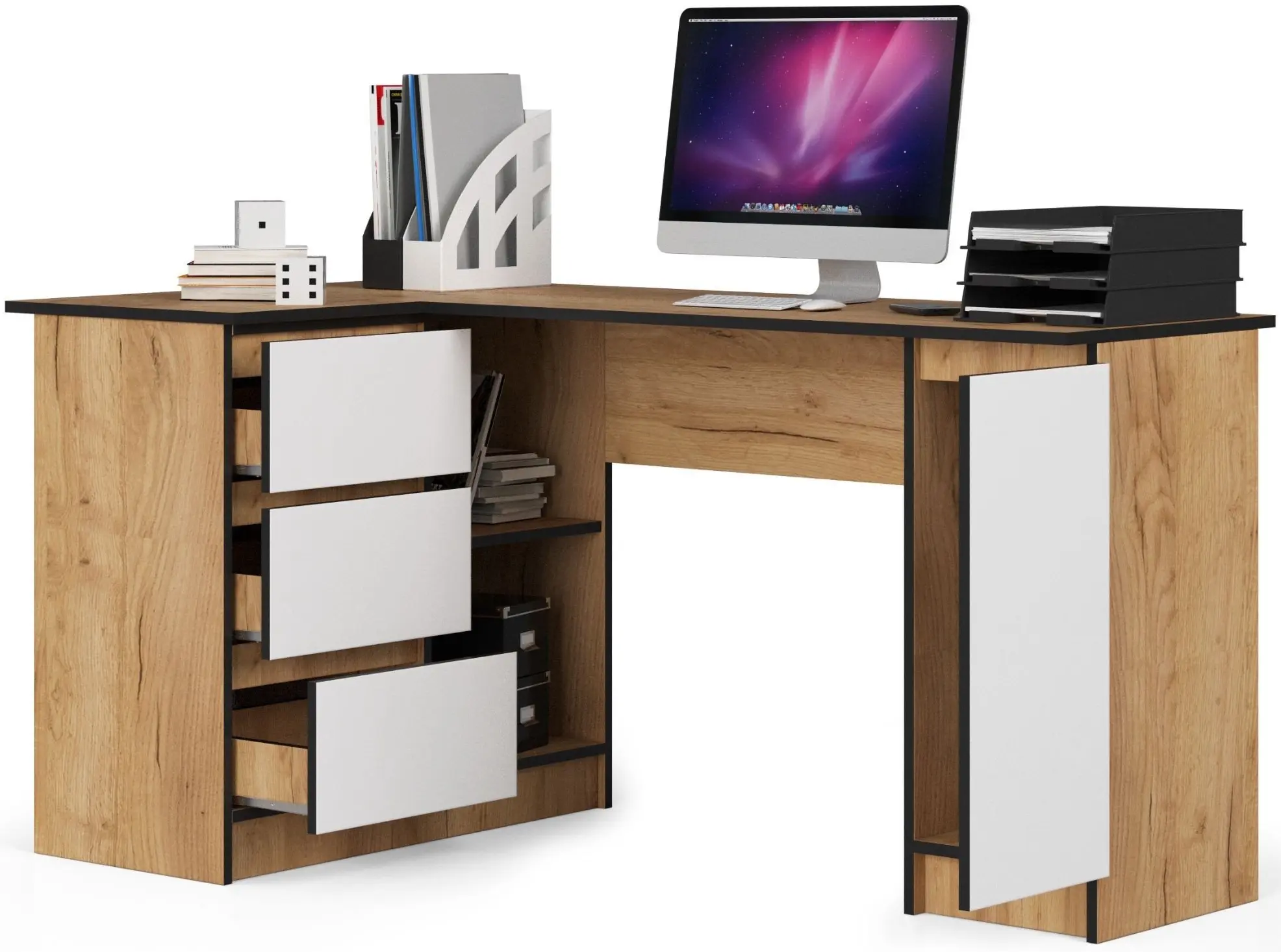 Письменный стол Akord B20 155см Left (Craft Oak/White)