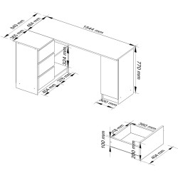 Письменный стол Akord B20 155см Left (Craft Oak/White) Thumb