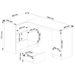 Письменный стол Akord B20 155см Left (Sonoma Oak) Thumb