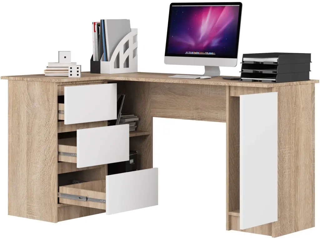 Masa de birou Akord B20 155cm Left (Sonoma/White)