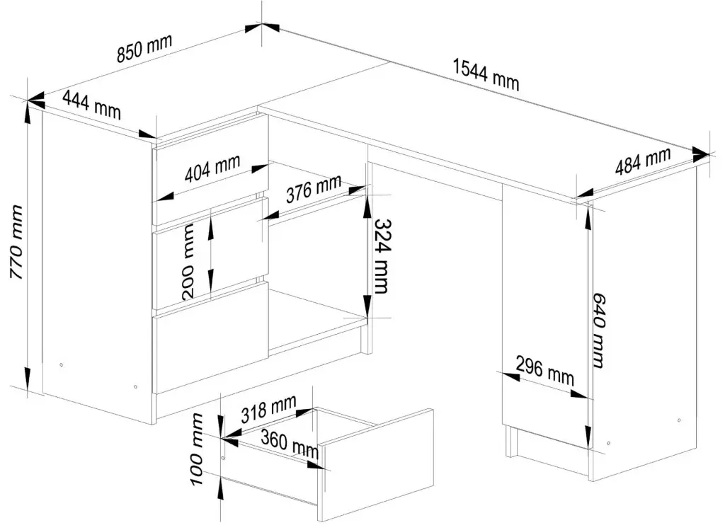 Masa de birou Akord B20 155cm Left (Sonoma/White)