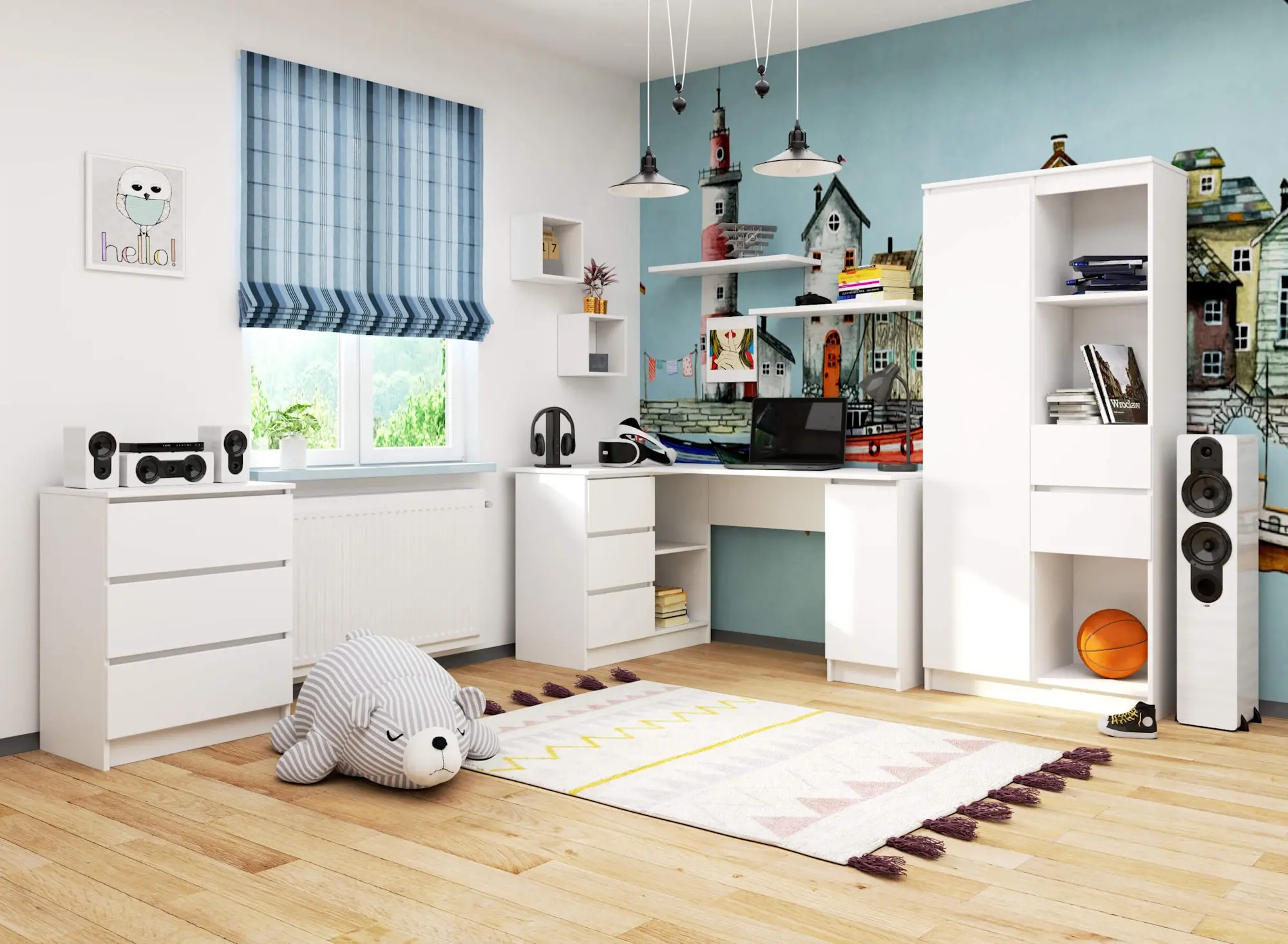 Masa de birou Akord B20 155cm Left (White)