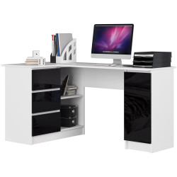 Masa de birou Akord B20 155cm Left (White/Black Gloss) Thumb