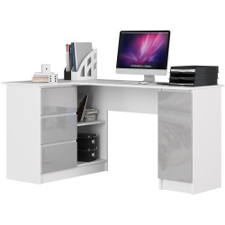 Masa de birou Akord B20 155cm Left (White/Metallic Gloss) Thumb