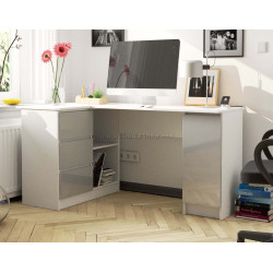 Masa de birou Akord B20 155cm Left (White/Metallic Gloss)