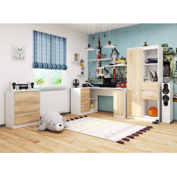 Masa de birou Akord B20 155cm Left (White/Sonoma Oak) Thumb