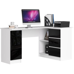 Masa de birou Akord B20 155cm Right (White/Black Gloss) Thumb