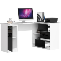 Masa de birou Akord B20 155cm Right (White/Black Gloss) Thumb