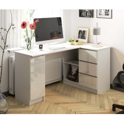 Masa de birou Akord B20 155cm Right (White/Glossy White)