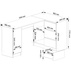 Masa de birou Akord B20 155cm Right (White/Glossy White) Thumb