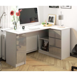 Masa de birou Akord B20 155cm Right (White/Metallic Gloss)