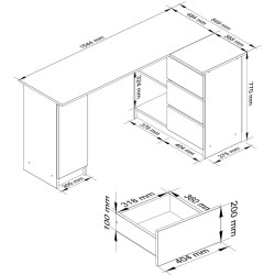 Письменный стол Akord B20 155см Right (White/Metallic Gloss) Thumb
