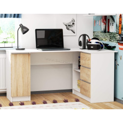 Masa de birou Akord B20 155cm Right (White/Sonoma Oak)