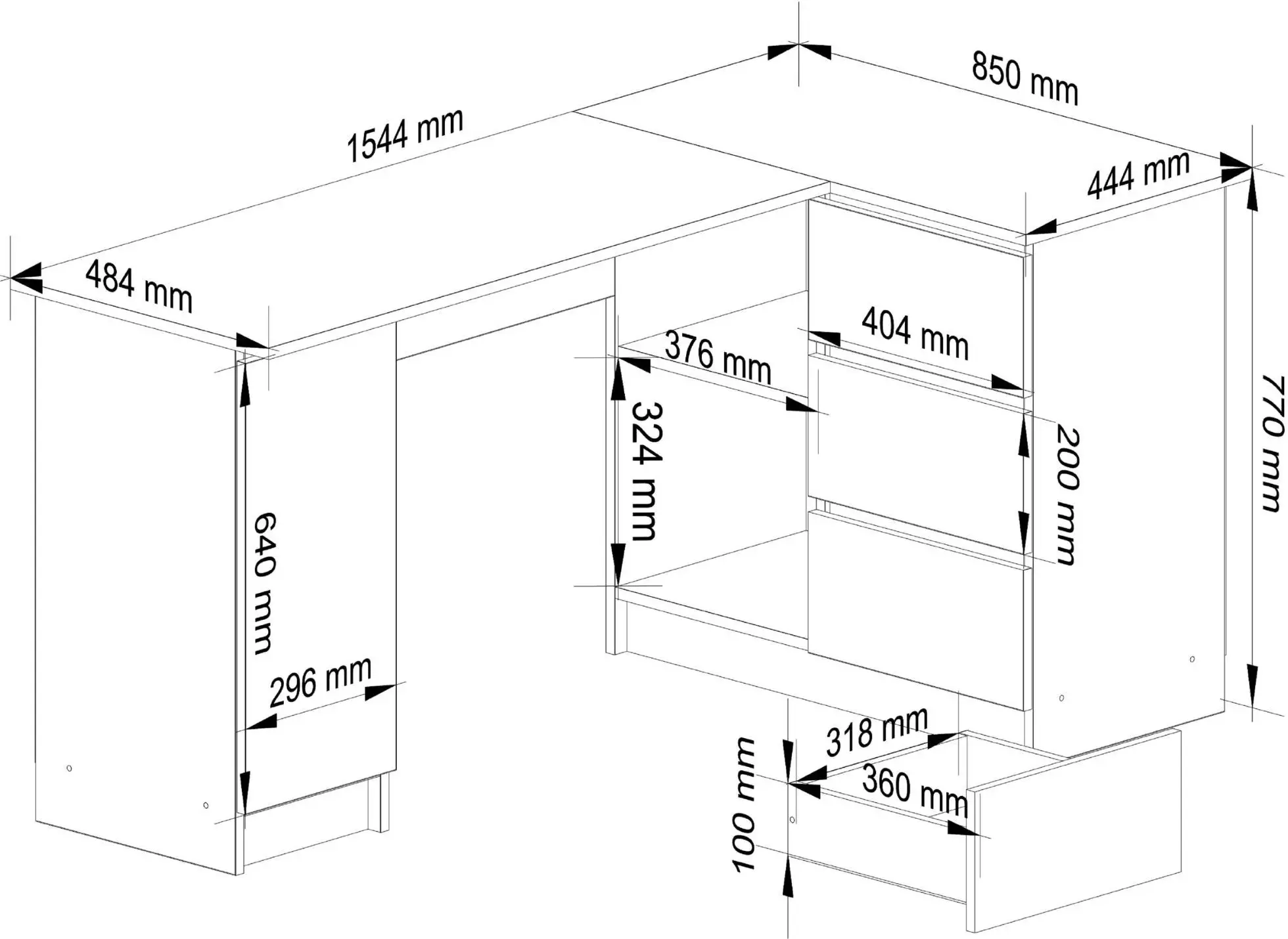 Masa de birou Akord B20 155cm Right (White/Sonoma Oak)
