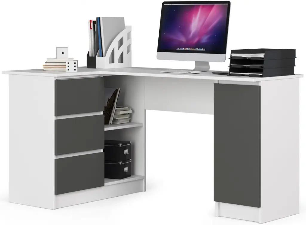 Masa de birou Akord B20 CLP Left (White/Graphite)