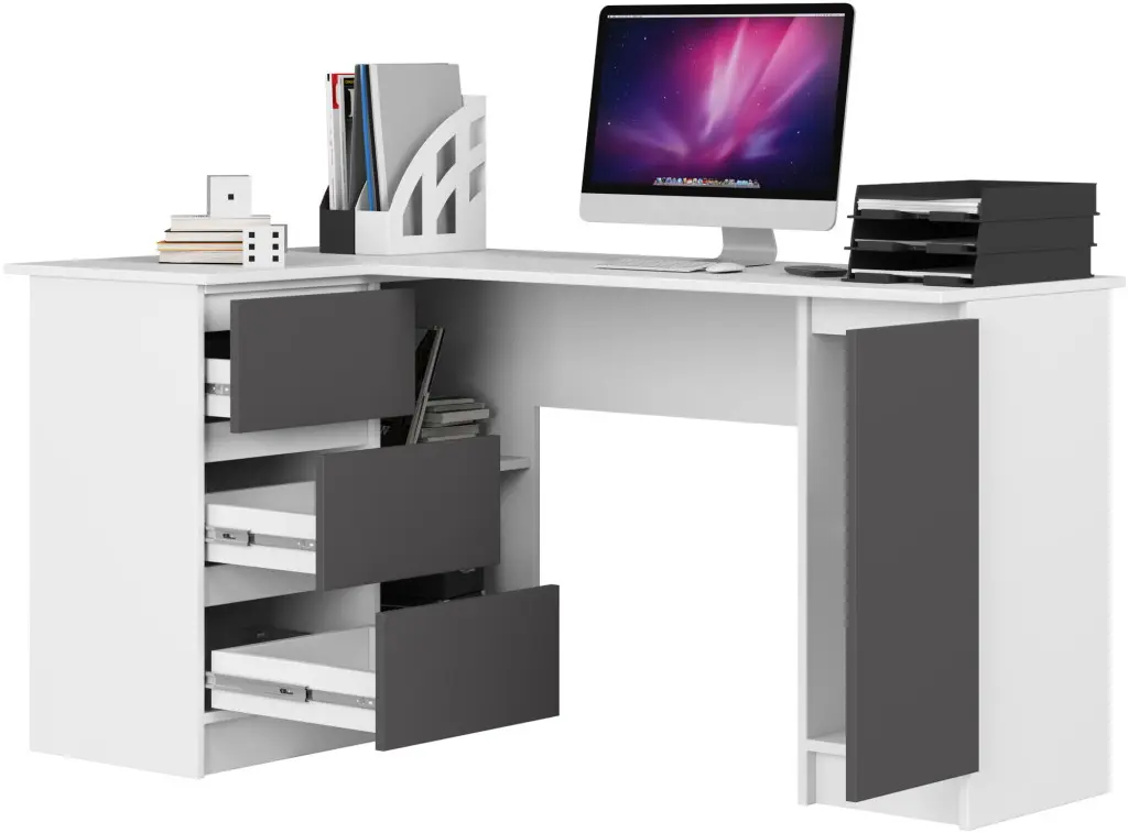 Masa de birou Akord B20 CLP Left (White/Graphite)