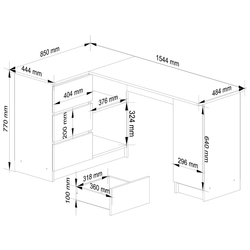 Masa de birou Akord B20 CLP Left (White/Graphite) Thumb