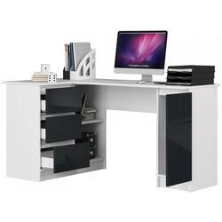 Masa de birou Akord B20 Left (White/Graphite Gloss) Thumb