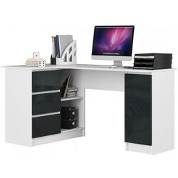 Masa de birou Akord B20 Left (White/Graphite Gloss)